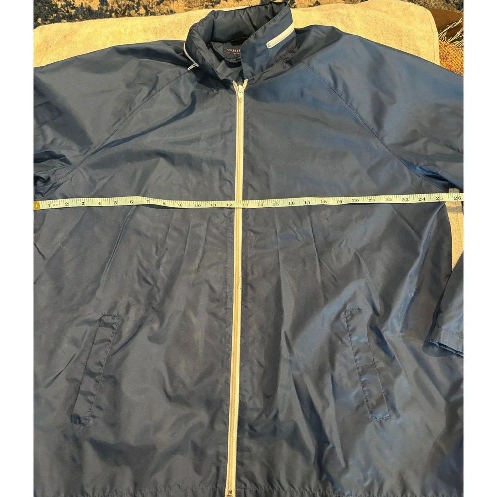 Van Heusen Mens XL Navy Blue Nylon Full‎ Zip Windbreaker Jacket Lightweight XL